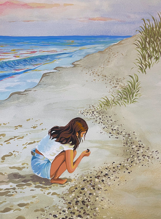 Sophie Finds Shells - Art Print